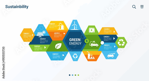 Set of green energy icons vector