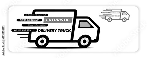 Modern Realistic Delivery Truck Vector Illustration with Futuristic Design, Fast Shipping Service Branding, 
24/7 Customer Support Banner Concept for Logistics and Courier Company Promotion
