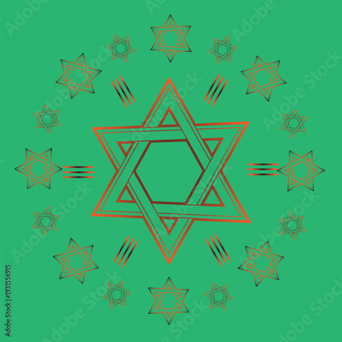 Passover Star of David Mandala Design Green Background Jewish Holiday Symbolic Pesach Celebration Decorative Spiritual Vector Illustration