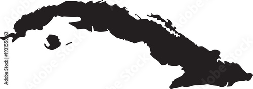 Black silhouette map of Cuba a simple vector graphic for travel and geography concepts isolated on a white background