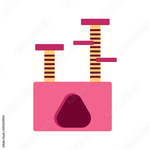 Colorful Flat Illustration Set of Cat Trees and Scratching Towers