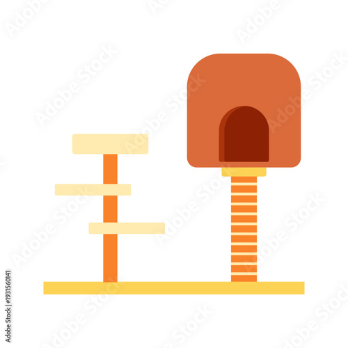 Colorful Flat Illustration Set of Cat Trees and Scratching Towers