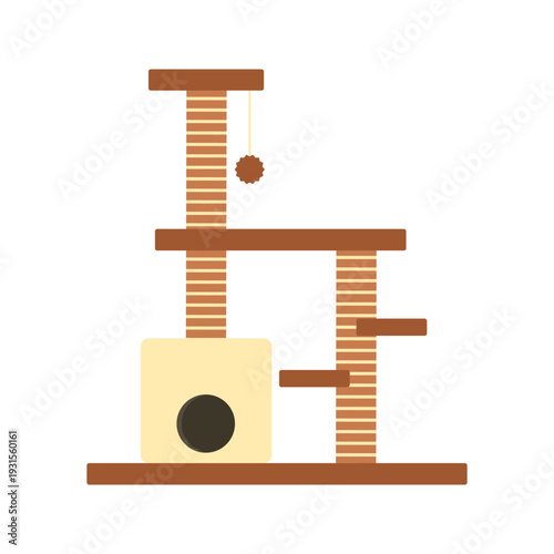 Colorful Flat Illustration Set of Cat Trees and Scratching Towers