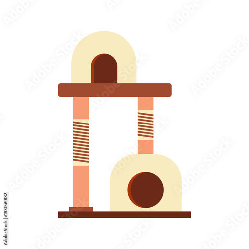 Colorful Flat Illustration Set of Cat Trees and Scratching Towers