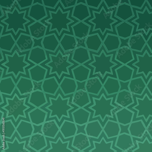 Canvas Print seamless islamic geometric star pattern green gradient background traditional ar