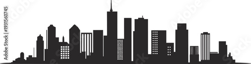 Black Silhouette of a Modern City Skyline with Tall Buildings architecture