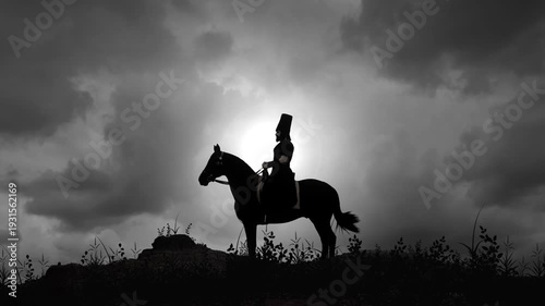 Ancient Persian King on Horse at Dusk