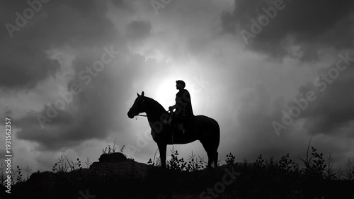Roman Military Leader and Emperor on Horse at Dusk