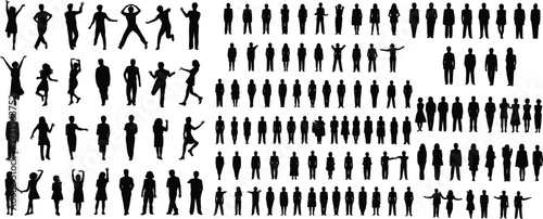 Extensive Assortment of Human Silhouettes in Numerous Poses and Groupings people figures