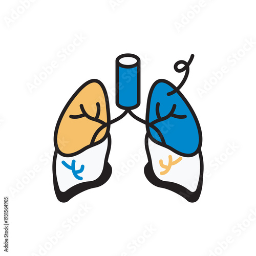 Lungs icon stock isolated with white backgroung