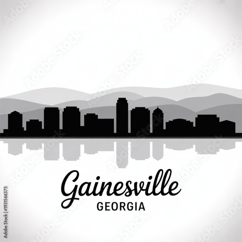 Gainesville Skyline Silhouette — The Poultry Capital of Georgia Vector Art