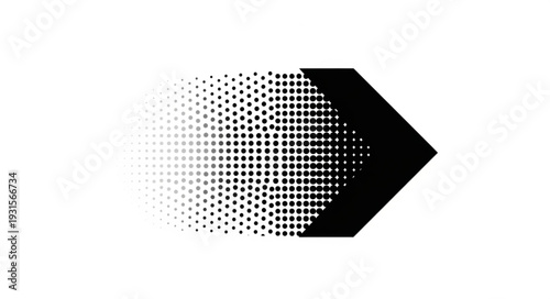Black arrow shape with fading dot pattern on white background.