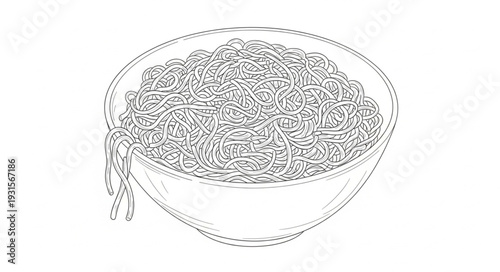 Bowl of rice illustration sketch.