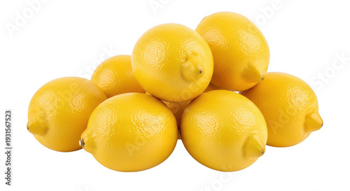 Fresh lemons pile isolated on transparent background