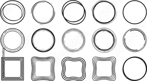Assorted shapes and patterns in a variety of styles and designs isolated on transparent background