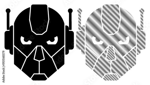 Futuristic robot head silhouette and metallic design, symbolizing technology and artificial intelligence.