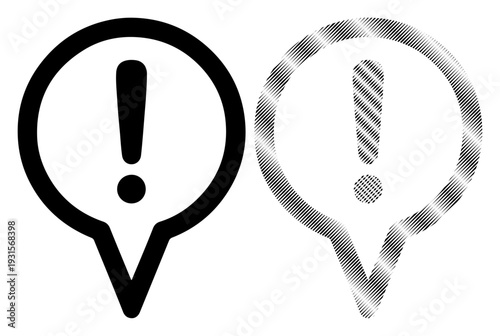 Two distinct exclamation mark icons within speech bubble shapes, representing alerts or important notifications.