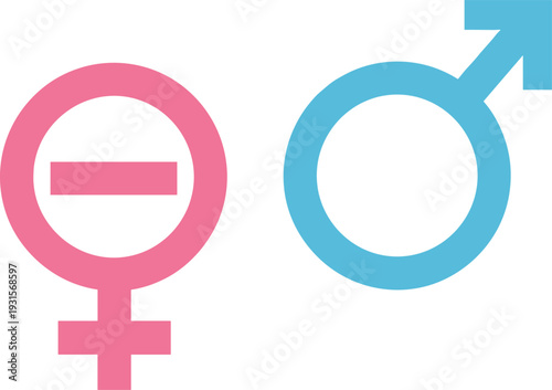 Female and Male Gender Symbol Icon Set Pink and Blue Equality Vector Illustration