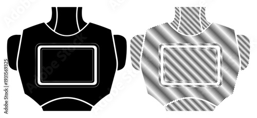 Two robotic chests, one solid black and one metallic, symbolizing contrast and technology