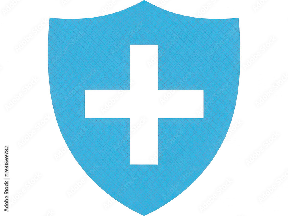 Fototapeta premium Medical protection symbol shield isolated on white background