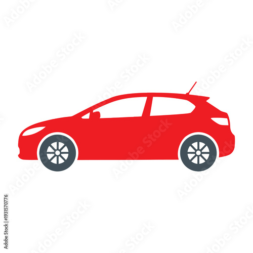 Red Car Side View Illustration.