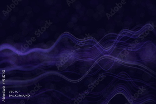 Modern abstract background with flowing digital waves and dotted surfaces forming a dynamic technological scene. Vector. Soft glow, depth effect and clean composition for business, science, artificial