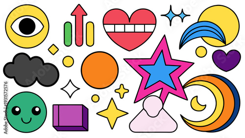 Vibrant and whimsical sticker collection Vector
