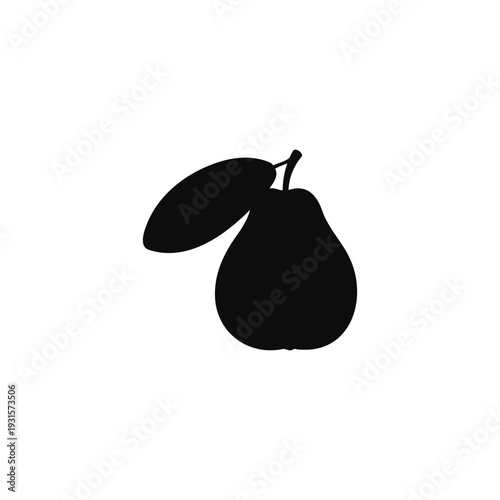 Guava with leaf silhouette vector flat illustration design.