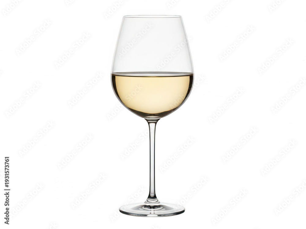 Fototapeta premium Elegant wine glass with white wine isolated on white background