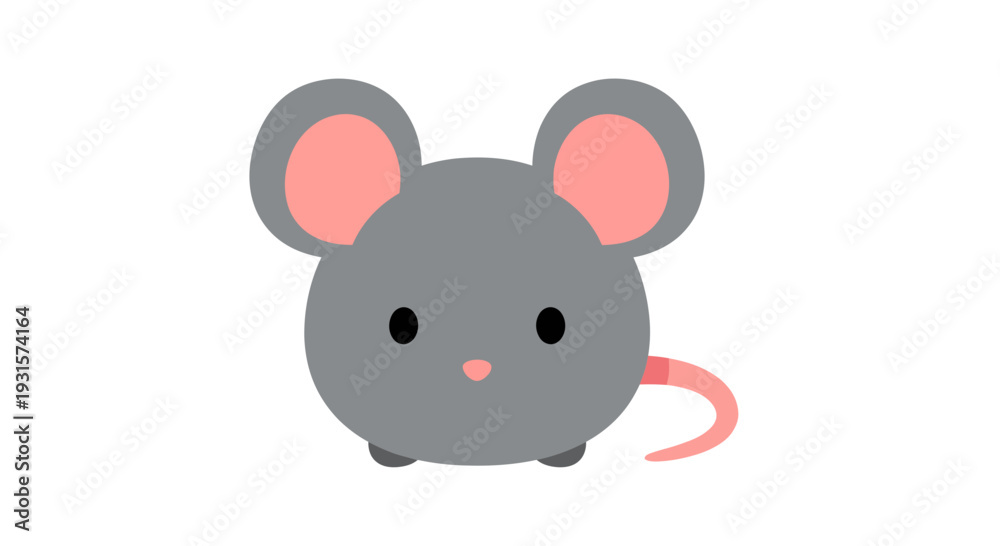 Fototapeta premium Cute mouse vector illustration, cartoon style graphic for kids, animal design, isolated