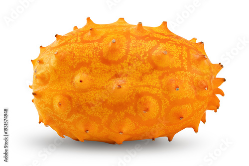 Vászonkép kiwano fruit isolated on white background. clipping path