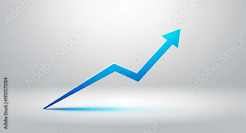 Blue arrow graph showing upward trend and growth.