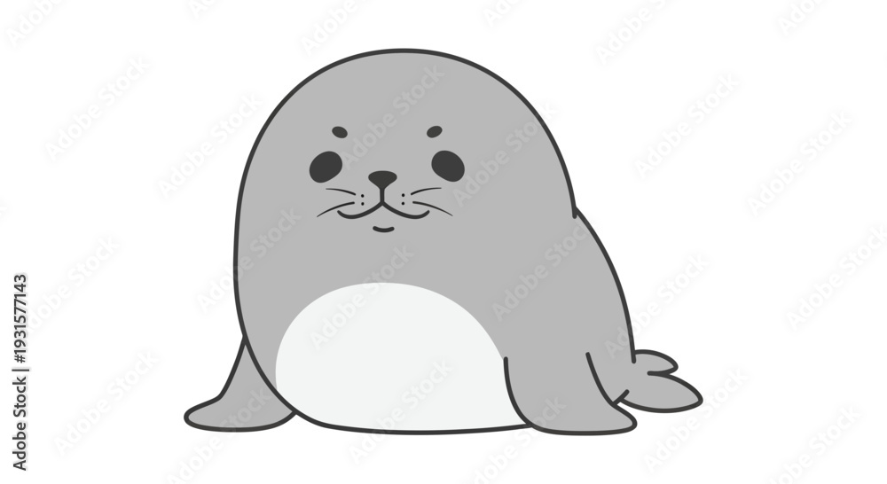 Fototapeta premium Cute Seal Cartoon Vector Illustration, Adorable Marine Animal Design, Isolated Graphic