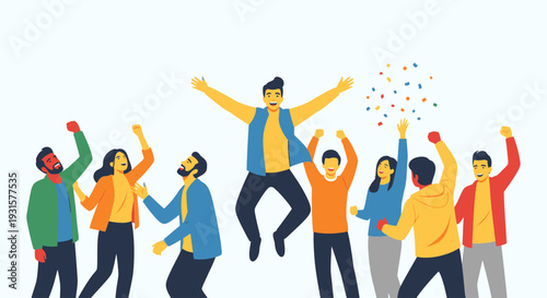 Diverse group of people celebrating together.