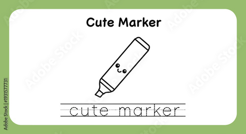 Cute Marker Drawing with Handwriting Practice