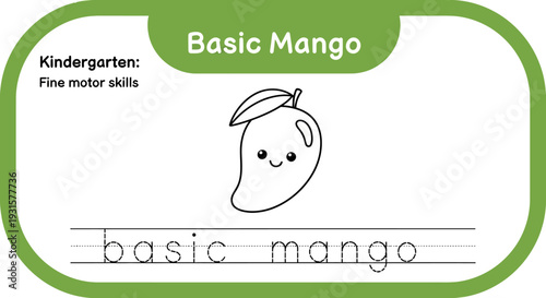 Cute Mango Outline for Kindergarten Fine Motor Skills Practice