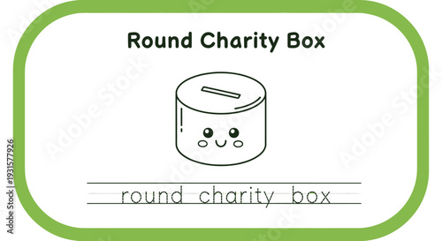 Cute Round Charity Box with Smiling Face, Educational Drawing for Kids