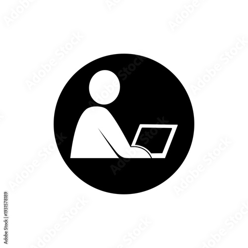 Vector Icon of Man Working in front of Laptop