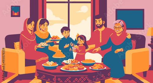 A family enjoying a meal together.