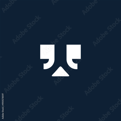 quotation mark symbol face logo design template