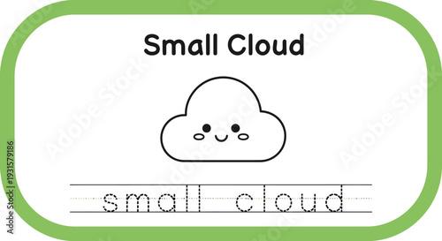 Cute Small Cloud Cartoon for Kids Learning English Alphabet and Words