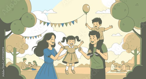 A family enjoying a day outdoors together.