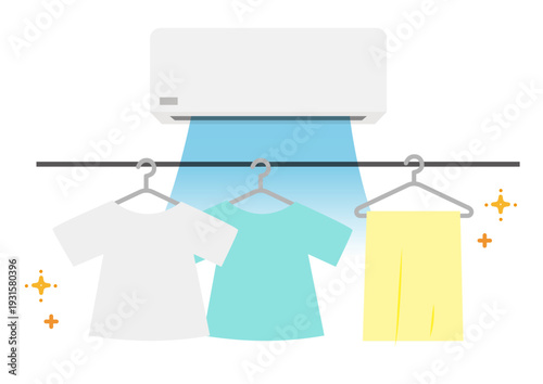 Illustration of indoor drying using an air conditioner