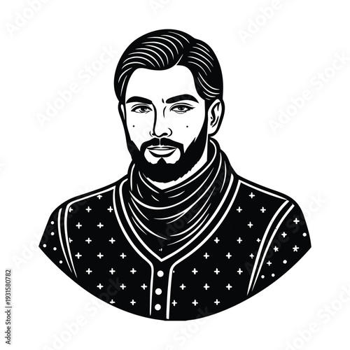Vector illustration of a man with beard and mustache