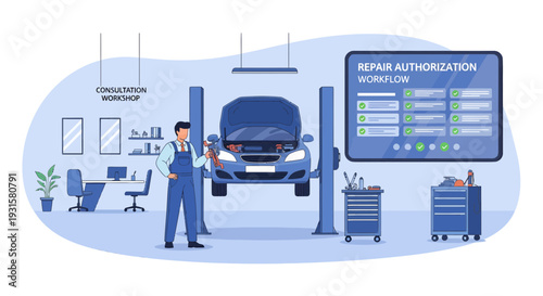 Mechanic Standing Proudly in Modern Automotive Workshop.