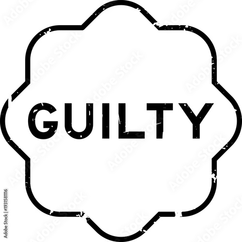 Foto Grunge black guilty word square rubber seal stamp on white background