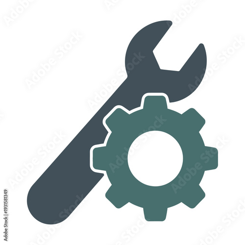 Wrench and Gear Icon Symbolizing Maintenance.