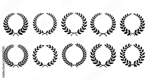 classic black laurel wreath vector silhouettes representing victory achievement and honor ideal for award ceremonies and elegant graphic design