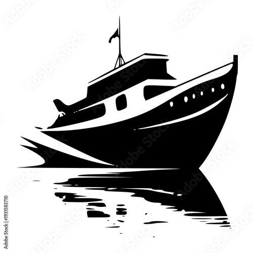 vector illustration of a boat , silhouette of a boat