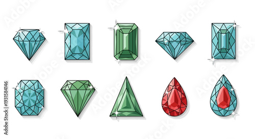 Collection of Assorted Gemstones in Various Cuts and Colors.